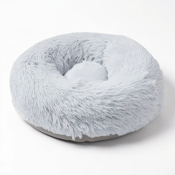 Plush round pet cuddler cushion, empty