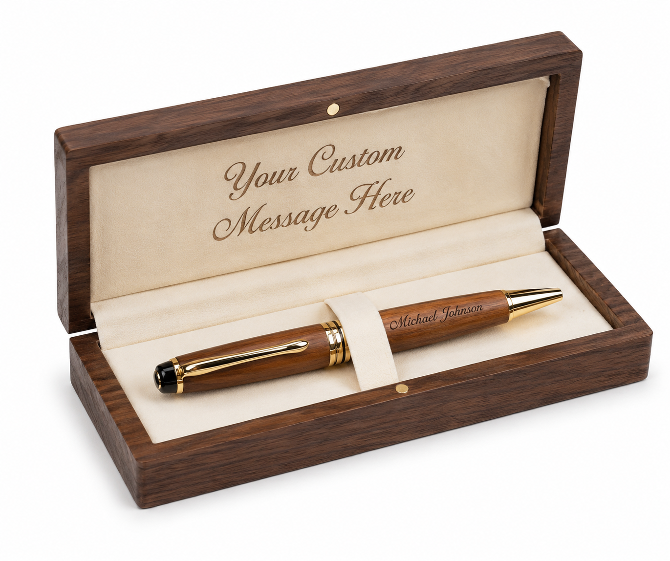 Personalized Engraved Wooden Pen Gift Box – Custom Luxury Executive Pen with Message Case