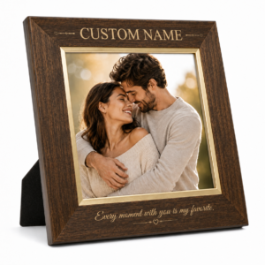 Personalized Crystal Photo Plaque with Wooden LED Base – Custom Engraved Glass Keepsake Gift