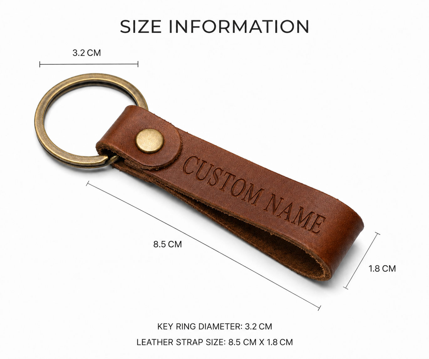 Personalized Engraved Leather Keychain – Custom Name Brown Leather Key Ring Gift - Image 4