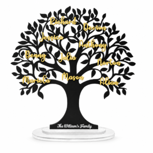 Personalized Family Tree Plaque – Custom Family Name Tree Display Ornament Gift