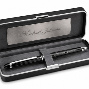 Personalized Engraved Black Executive Pen Gift Set – Custom Luxury Metal Pen in Presentation Box
