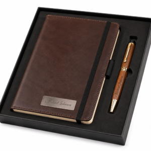 Personalized Leather Journal & Pen Gift Set – Custom Engraved Executive Notebook Gift Box