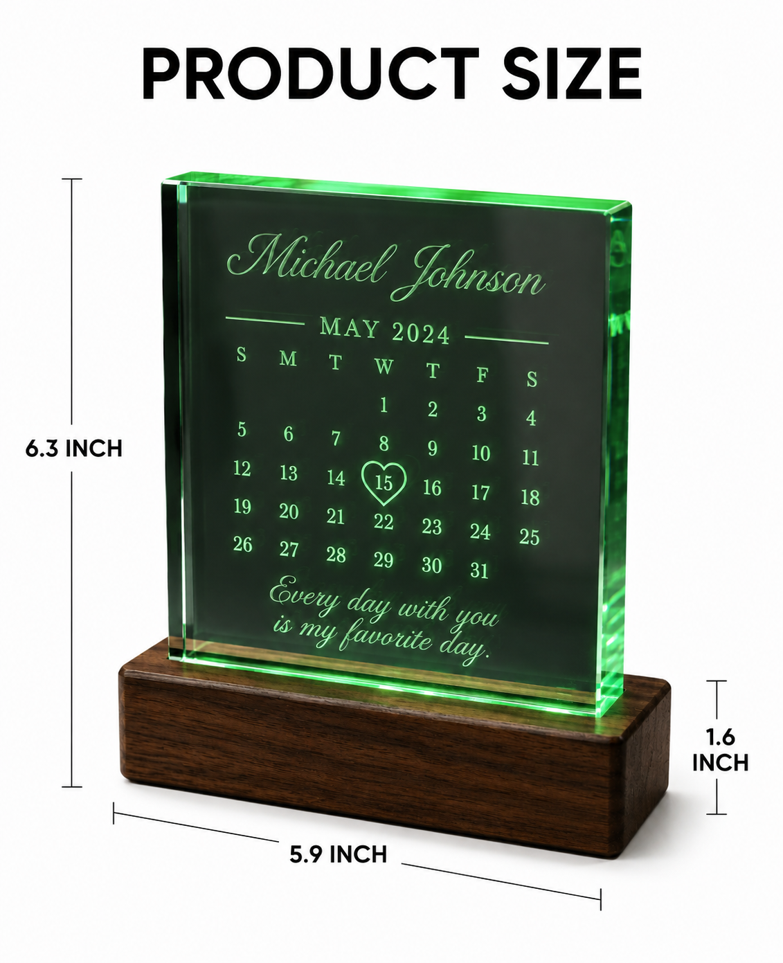 Personalized Acrylic LED Calendar Plaque – Custom Date Night Light Keepsake Gift - Image 4