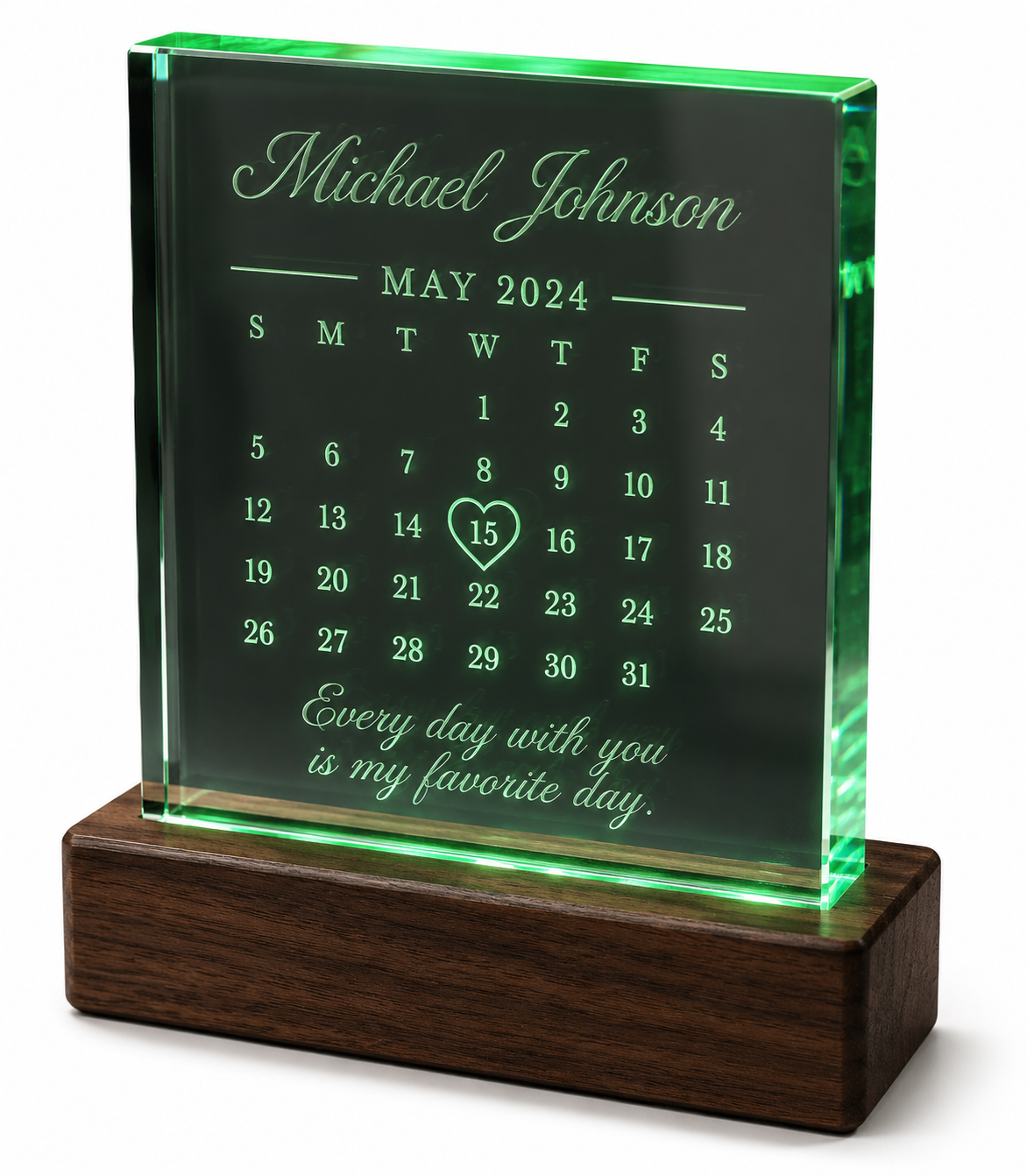 Personalized Acrylic LED Calendar Plaque – Custom Date Night Light Keepsake Gift