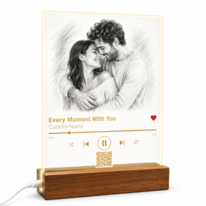 Personalized Acrylic Music Plaque LED Night Light – Custom Photo Song QR Code Lamp