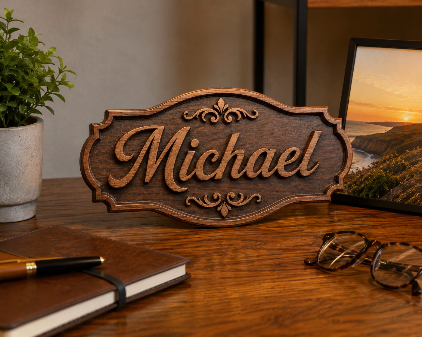 Personalized Wooden Name Sign – Custom Carved Family Name Plaque Wall Decor - Image 3
