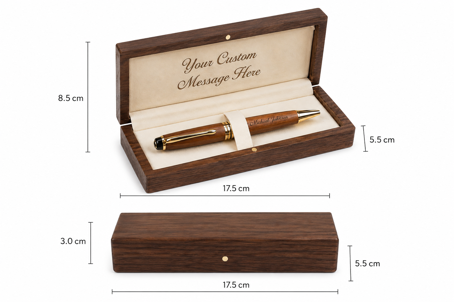 Personalized Engraved Wooden Pen Gift Box – Custom Luxury Executive Pen with Message Case - Image 4